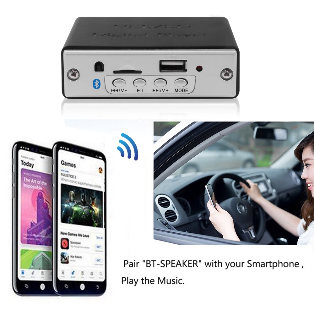Kebidumei Bluetooth 5.0 MP3 décodeur Module de carte de décodage voiture USB lecteur MP3 WMA WAV TF USB FM autoradio