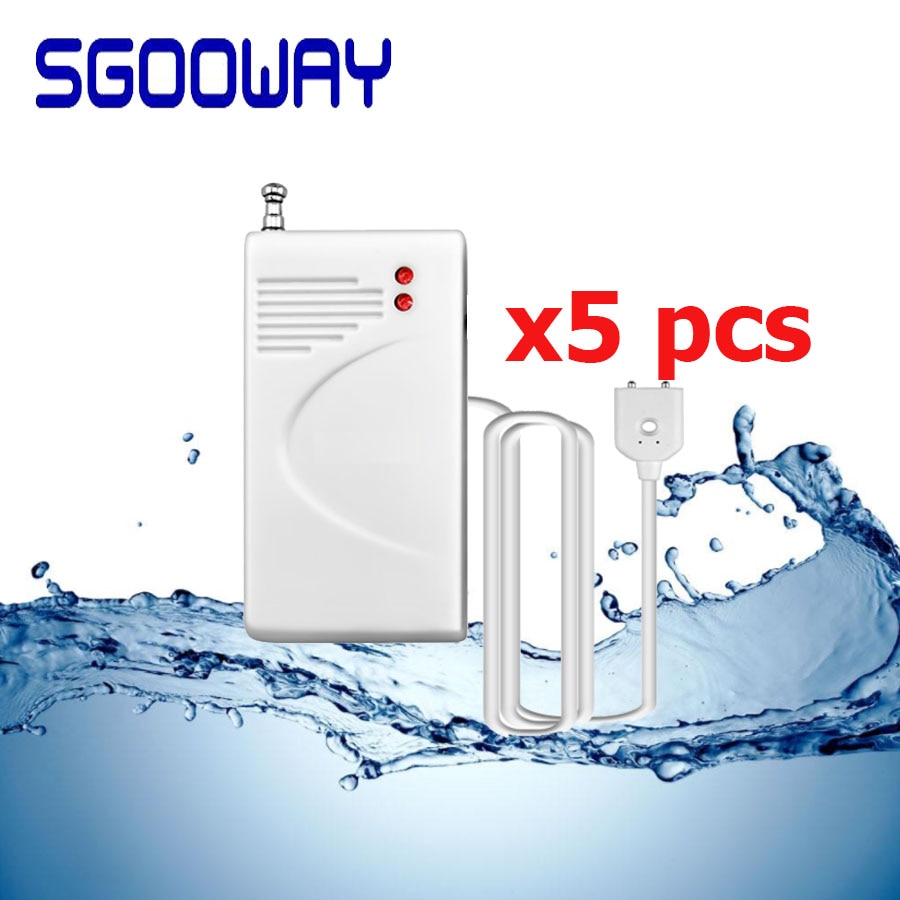 Sgooway 5Pieces 433MHz Wireless Water leak Detector water Leakage Sensor Work With Home Security PSTN gsm wifi Alarm System