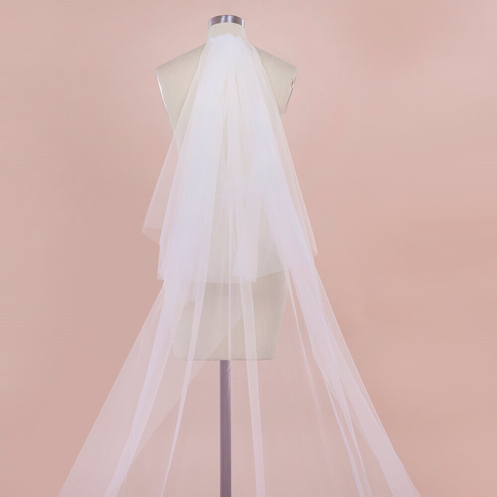Voile Mariage 3M Pailletten Lace Edge Kathedraal Lange Wedding Veil Met Kam Twee Lagen Gezicht Bedekt Tule Bruidssluier veu De Noiva