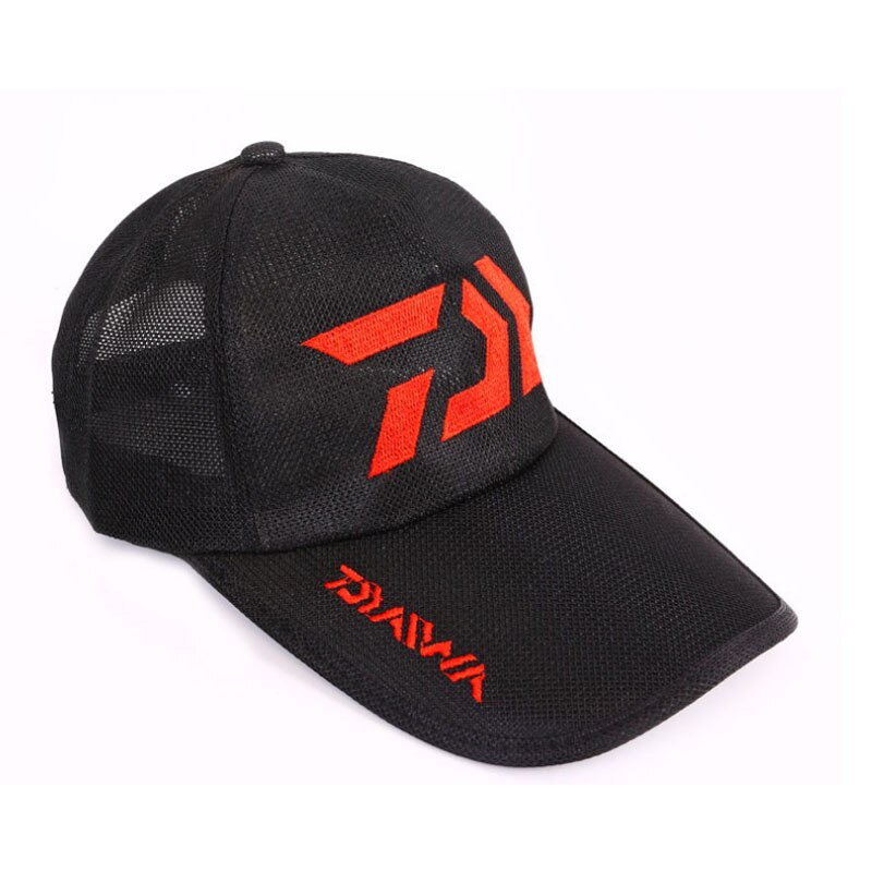 DAIWA Men Women Full Net Cap Fishing Cycling Golf Outdoor Sports UV Block Sun hat Sunshade Hiking Camping Breathable Sun hats: Black Cap