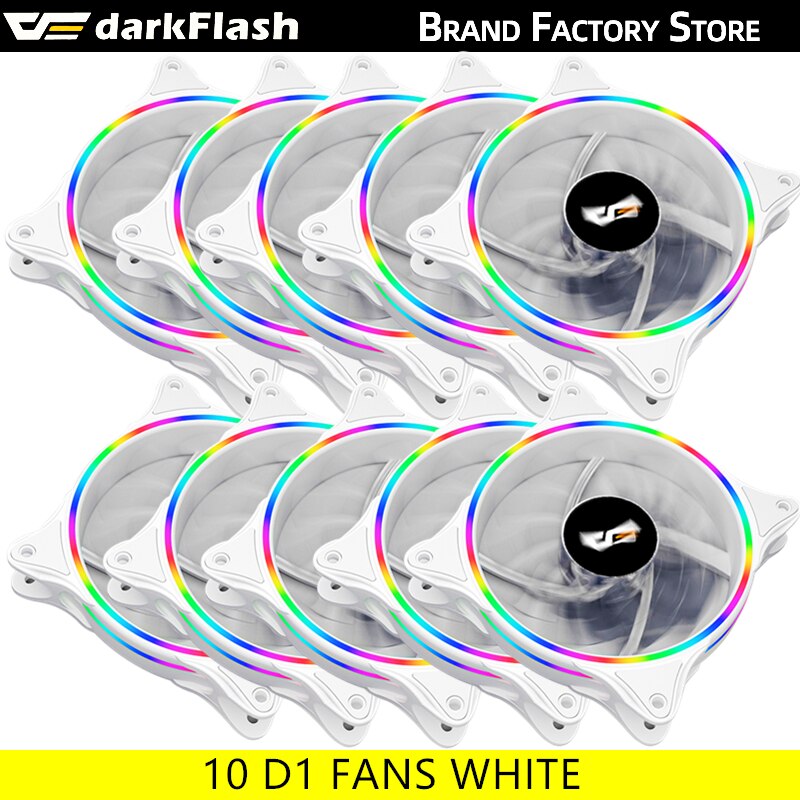 Darkflash D1 120Mm Pc Computer Regenboog Led Fan 12Cm 4pin Desktop Pc Computer Wit Koeler Stille Case Rgb fan Cooling Fans