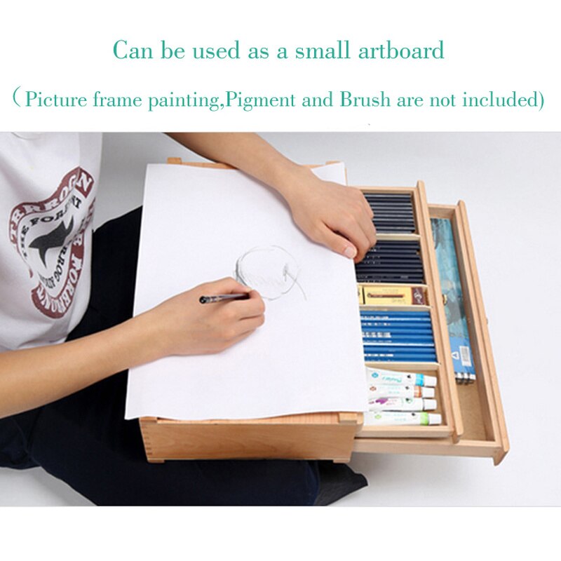 Houten Desktop Draagbare Schildersezel Beuken Schilderen Box Met Double-Layer Lade Voor Schilderen Hardware Art Supplies