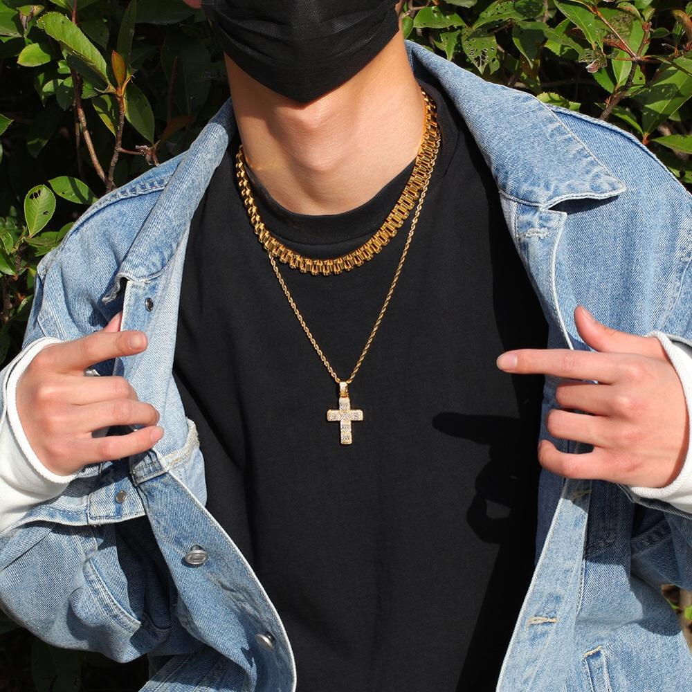 Hiphop kruis ketting dames ketting koper met cz hanger ketting klassieke persoonlijkheid jezus kruis hiphop sieraden voor