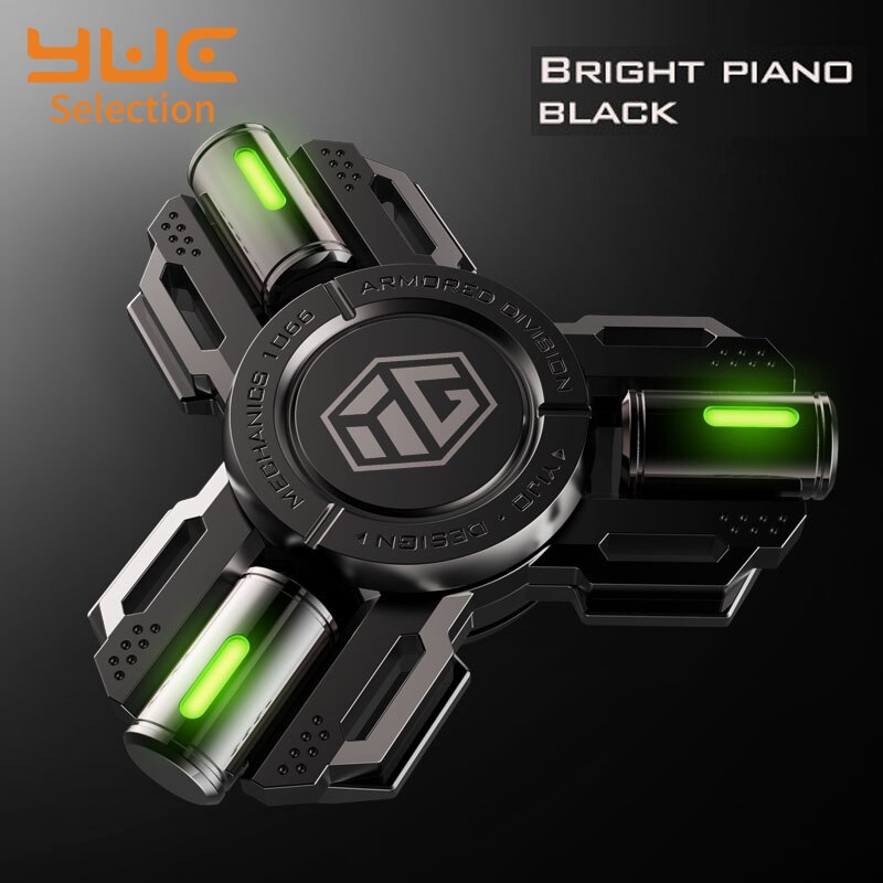 YUC LED Finger Spinner Light Hand Toys giocattoli antistress per adulti silenzioso R188 cuscinetto All Metal Fidget Spinner Glow giocattoli per ufficio: Black