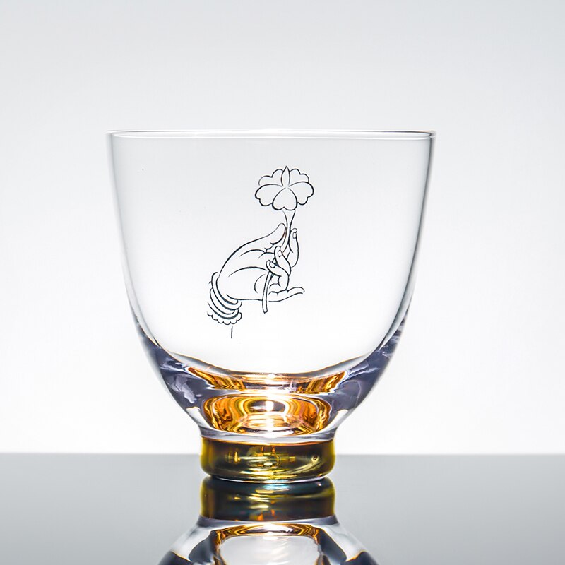 150ml zen handmålad buddha hand lotus kopp värmebeständig glas tekopp master kopp te skål kung fu te set teware drinkware: C