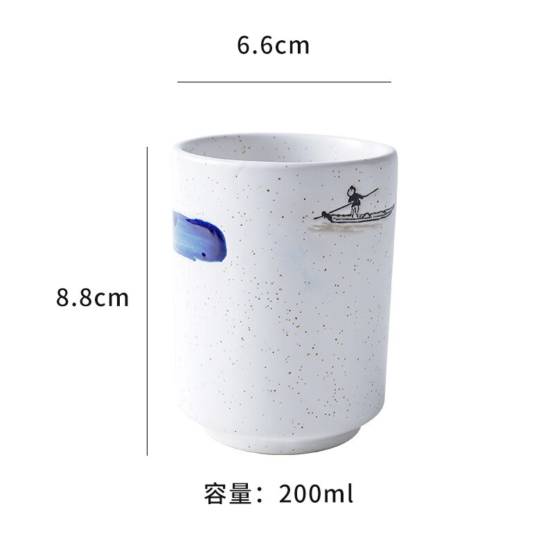 Tasse à thé en céramique porcelaine, grande capacité, tasse à café, tasse à soupe, verres, maison bureau, chinois rétro, de créateur: WHITE