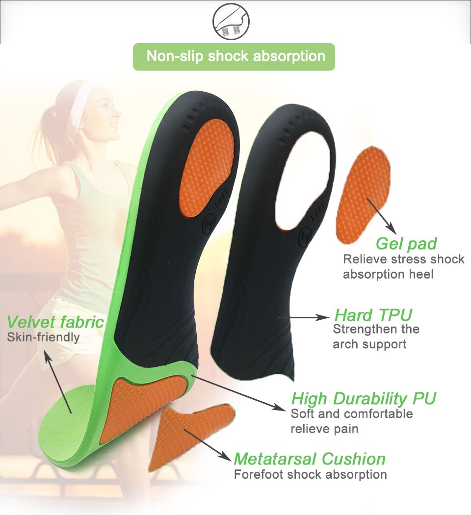 Sports Insole Arch Support Shoe Pads Breathable Orthopedic Elastic Shock Sneaker Inserts Sports Fasciitis Replacement Insoles