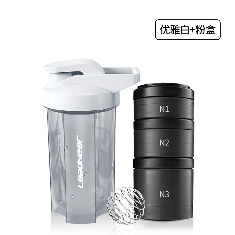 Sport Drink Water Shaker Fles Slushy Maker Wei-eiwit Shaker Fles Gym Blender Garrafa De Agua Keuken Accessoires 50: White set