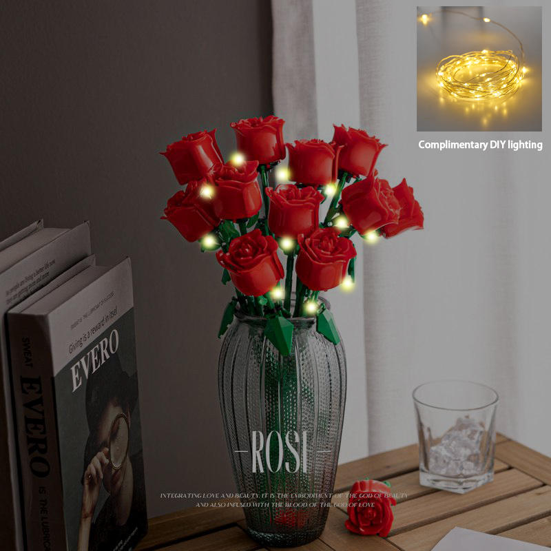 Edificio eterno pareja de rosas 3D rojo/rosa/azul rosa juguetes ramo amor decoración del hogar Día de la madre de cumpleaños del Día de San Valentín