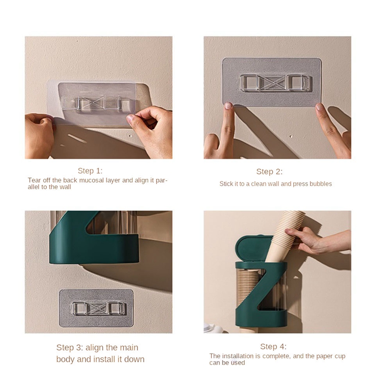 Water Cooler Cup Dispenser,Bathroom Pull Type Cup Holder Wall Mounted, Double Tube Disposable Cups Dispenser