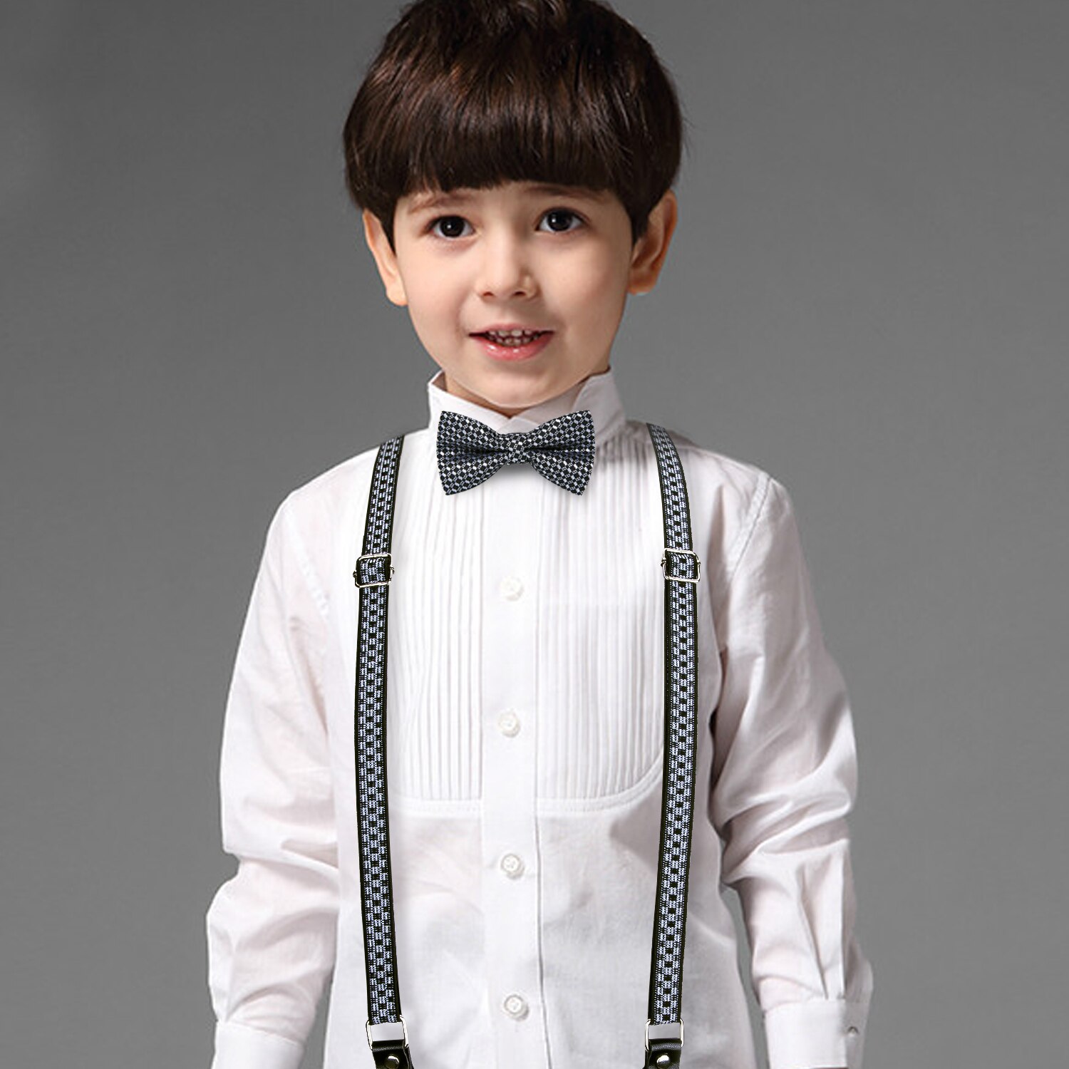 Tirantes de Color sólido para niños, conjunto de pajarita, cinturón elástico ajustable para niño, para boda, de cumpleaños, tirantes con Clip en forma de Y: BJ-0023