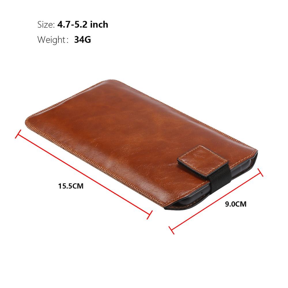 Fulaikate Verbeterde Mannen Zacht Lederen Holster Voor IPhone12 Pro Max Eenvoudige Zakelijke Mobiele Telefoon Zak Draagbare Huid Clutch Pouch: Brown 4.7-5.2 in