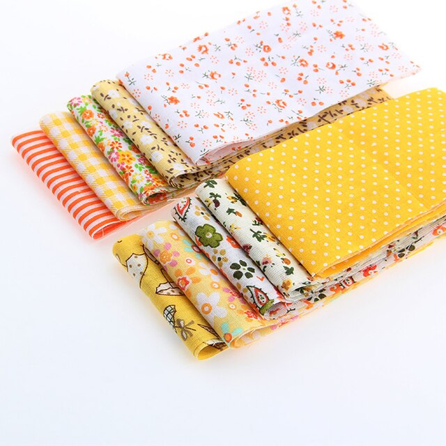 Telas de algodón fino de baja densidad, tela de retazos de tiras, Material de costura y acolchado para bricolaje, accesorios hechos a mano, 6x10 0cm/tobillo: Yellow