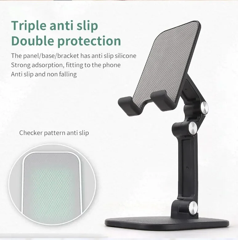 Tre sektioner foldbar skrivebordsmobilholder til iphone ipad tablet fleksibelt bord skrivebord justerbar mobiltelefonholder