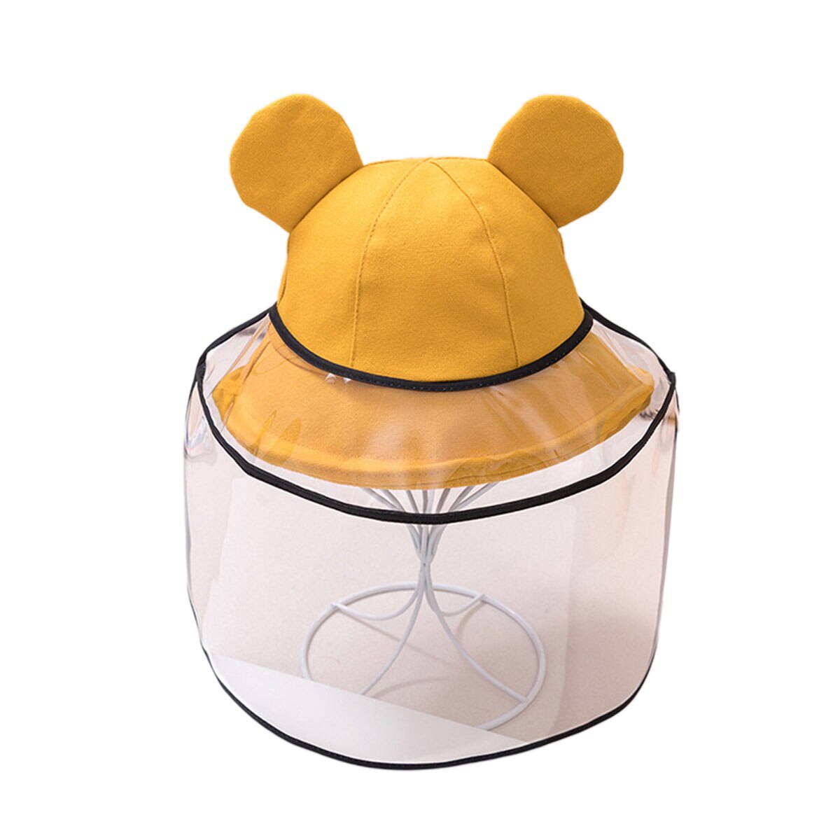 Gorros protectores de oso de seguridad para bebés y niños con protector transparente antigotículas, Anti-Saliva, a prueba de salpicaduras y a prueba de polvo para todo el rostro: Amarillo