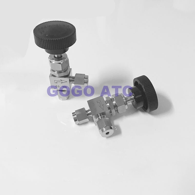 Adjustable Right angle needle 6 8 10 12mm 1/8 1/4 3/8 inch hard tube SS304 Flow Control shut off crane needle valve