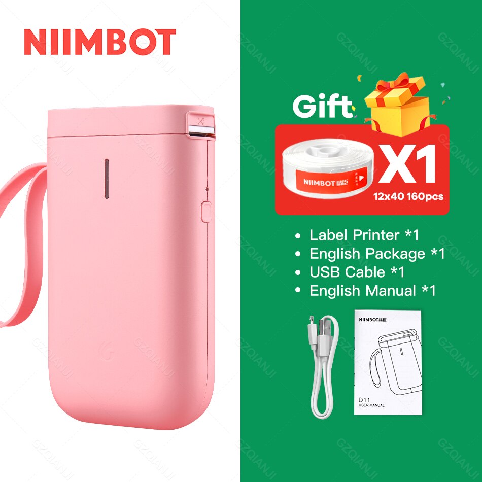 Niimbot D11 Bluetooth Thermische Labelprinter Label Marker Sticker Papierrol Productie Datum Zelfklevende Naam Tag Impresoras: Pink Printer