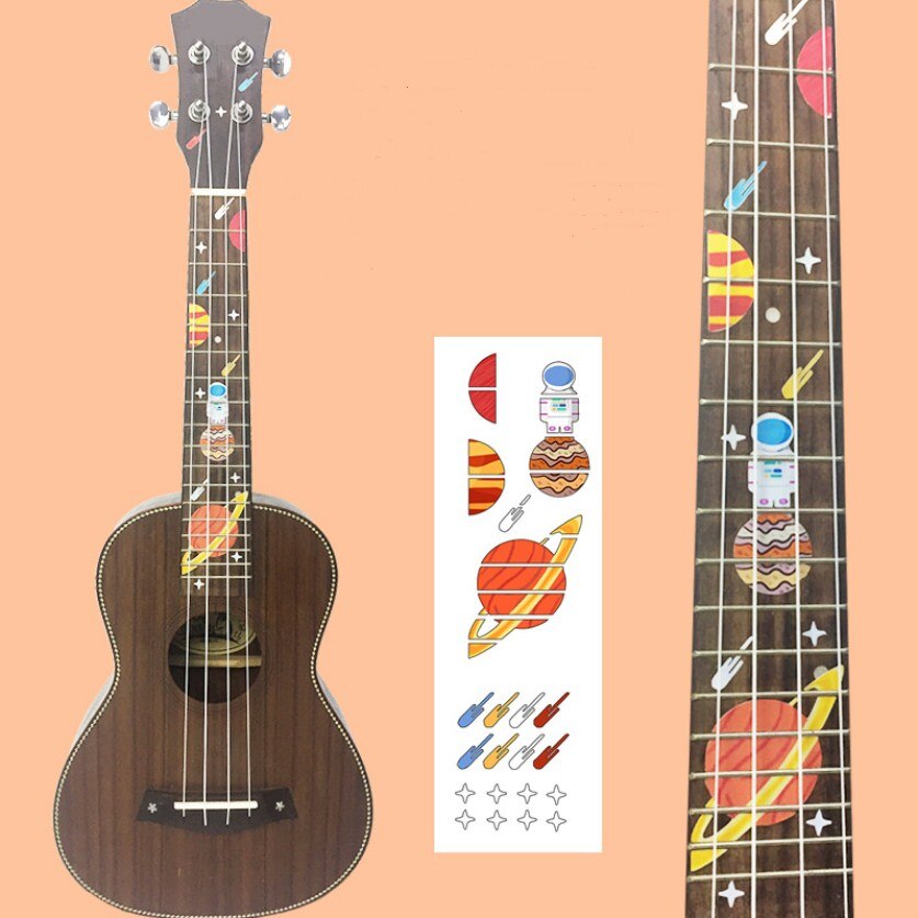 Pegatinas de Ukelele DIY, calcomanías con incrustaciones bonitas, pegatina de diapasón para Ukelele, accesorios: B