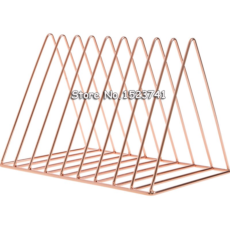 Rose Gold Electroplated Bookend Desk Organizer Desktop Office Home Bookends Book Holder Black Book Stand: Default Title