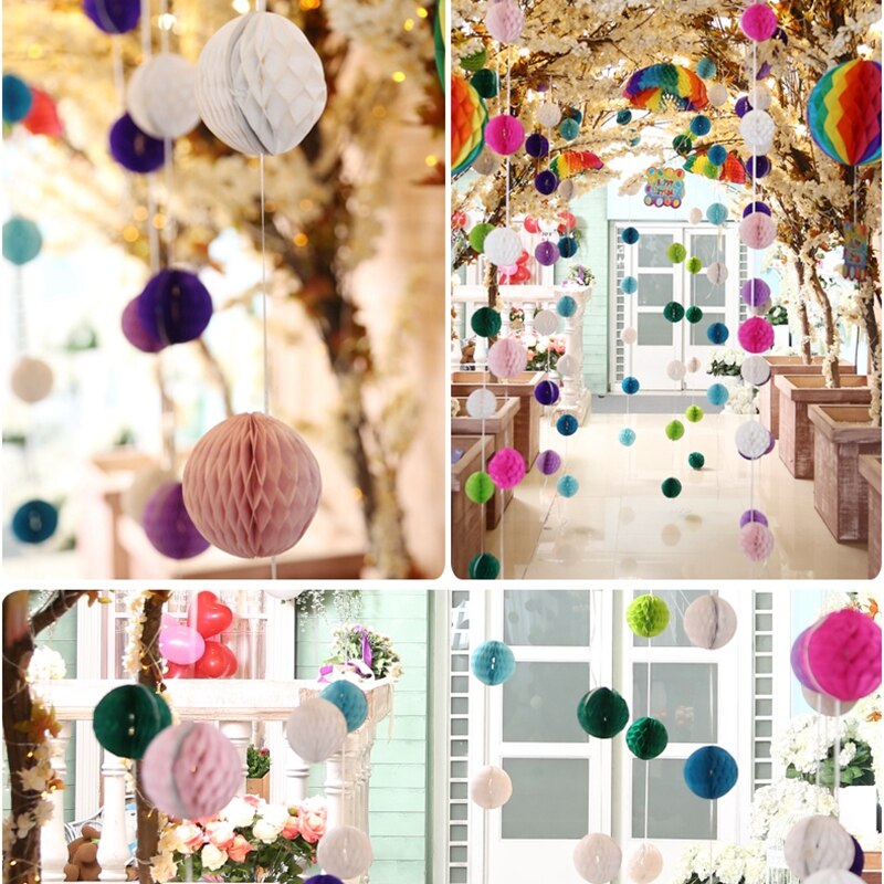 Pretty 10 Inch (25 cm) Tissue Paper Honeycomb Balls Flower Pastel Wedding Party Decor Birthday Baby Shower Decoration Supplies