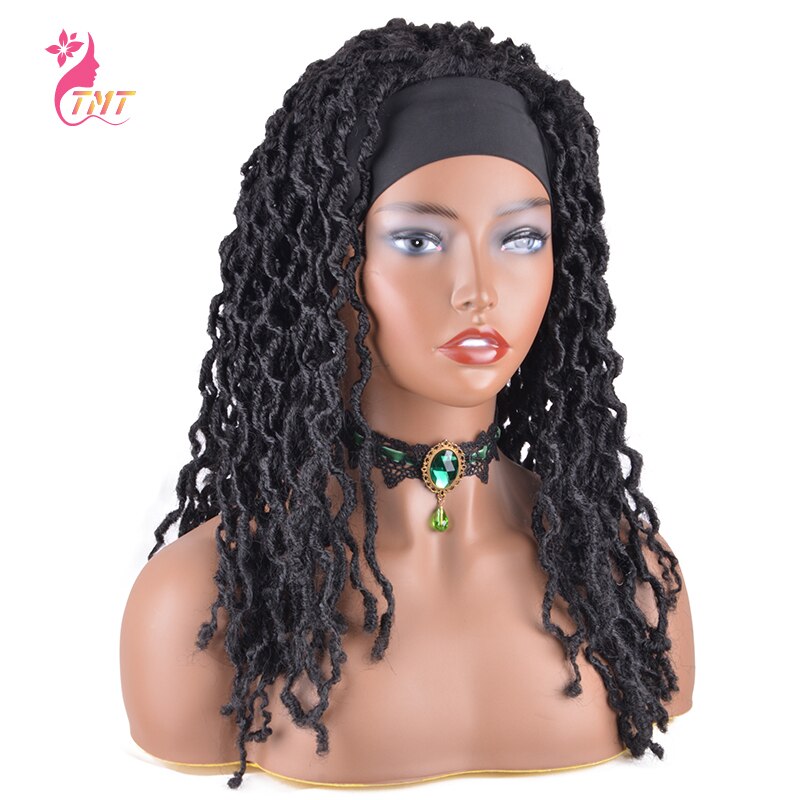 Dreadlock wig Faux Goddess locs braided Headband Wigs Curly Ends For Black Woman