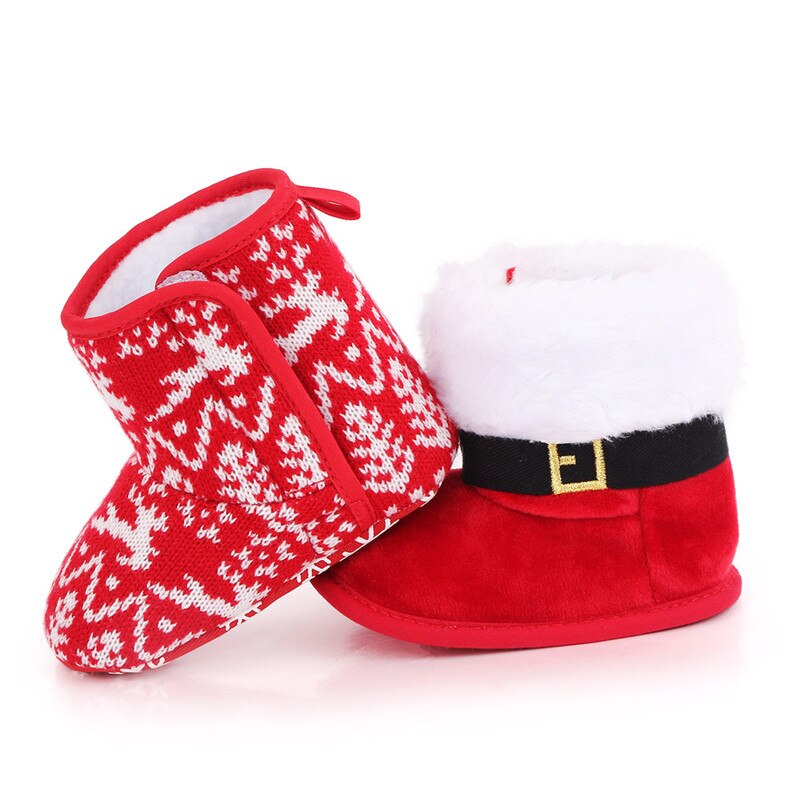 Winter Weihnachten Santa Claus Warme Erste Wanderer Baby Schnee Stiefel Kleinkind Häkeln betroffen Vlies Baby Schuhe Für Jungen Mädchen