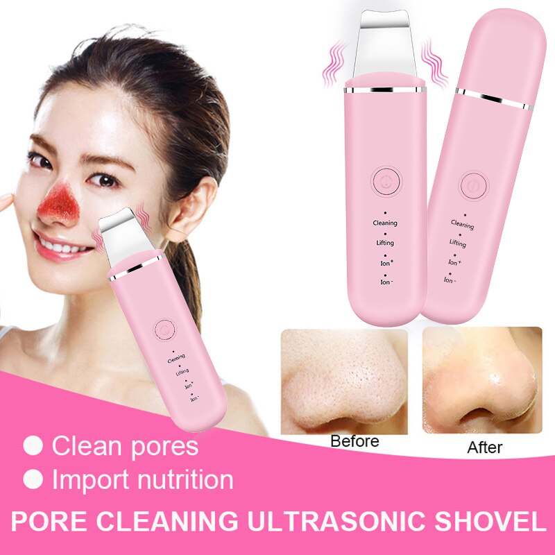 Ultrasonic Skin Scrubber Vibration Face Spatula Blackhead Remover Facial Scrubber Shovel Facial Massager Peeling Facial Lifting