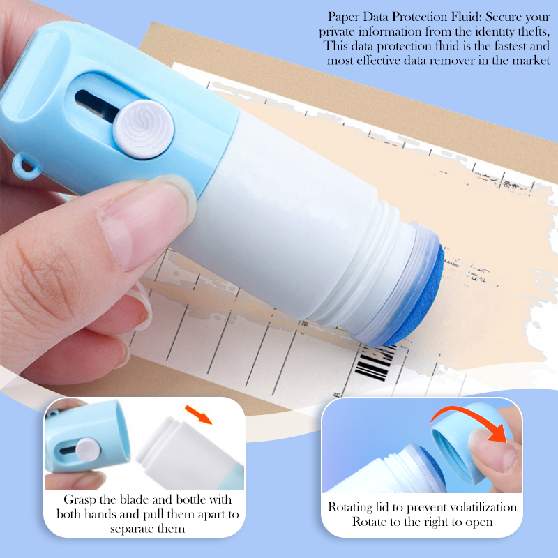 Thermisch papier Correctievloeistof Adresblokkering Gum met intrekbaar mes Pakketdoosopener Anti Peep Identiteitsinformatie