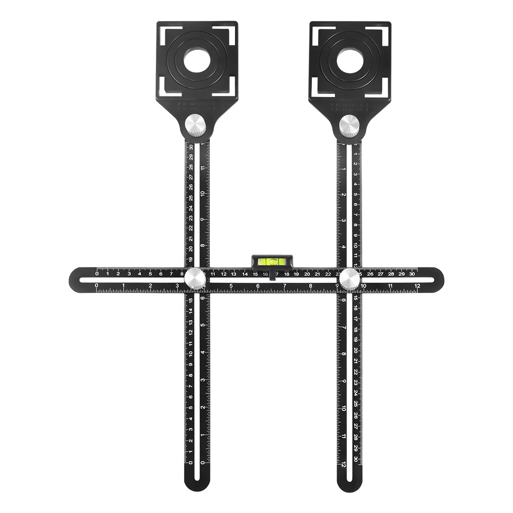 Regla plegable de doble cabezal con múltiples orificios, Localizador Universal ajustable, azulejos de vidrio de mampostería, herramienta de mano perforada fija