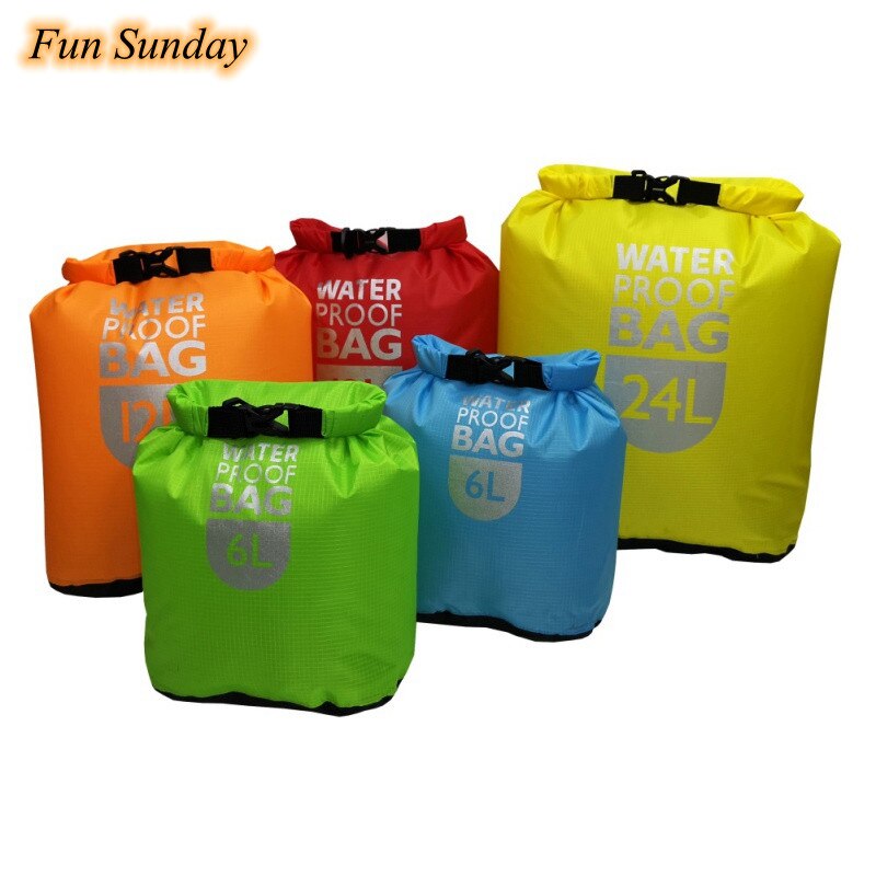 6/12/24L Waterproof Dry Bag Pack Sack Swimming Rafting Kayaking River Trekking Floating Sailing Canoing Boating Water Resistance