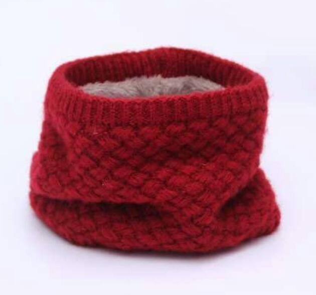 Winter Gebreide Unisex Sjaals Warme Kraag Bandana Acryl Solid Ring Sjaal Dikke Multifunctionele Naadloze Tubular HY127: Dark red