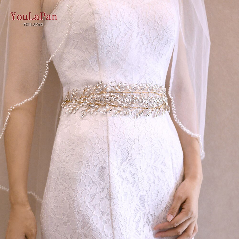 Youlapan  sh308- g gouden strass riem bruidsriem sjerp trouwjurk riem kristal applicatie voor bruidsmeisjesjurk jurk riem
