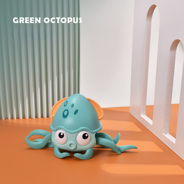 Elektrische Krab Octopus Dynamische Muziek Koel Licht Automatische Inductie Obstakel Vermijden Interactieve Ouder-kind Speelgoed Voor Kinderen: Green Octopus