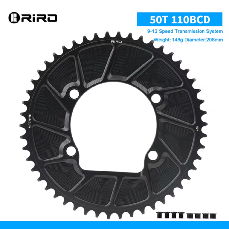 RIRO Fiets Kettingwiel 110BCD 46/48/50/52/54/56/58T Bike Crown Kettingblad Racefiets Enkel Tandwiel voor Shimano 105/FC-R7000: Rood