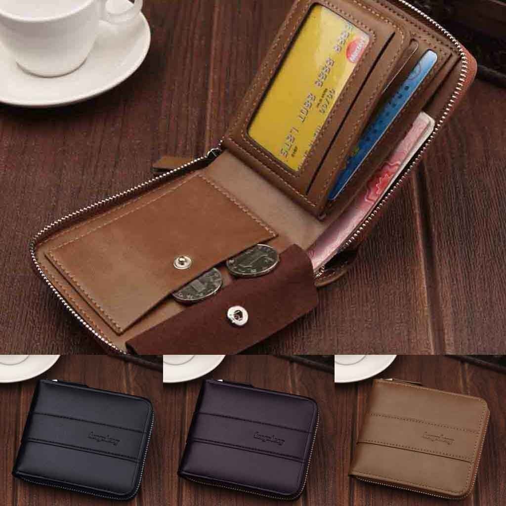 Bolsa da Carteira dos homens Curto Carteira Zíper Retro Multifunções Grande Capacidade Coin Purse cartão carteira кошелек женский кожа #20