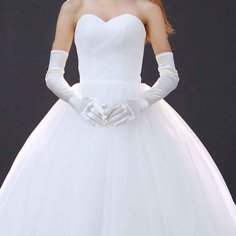 Elbow Length Long Woman Wedding Gloves Finger White Satin Dance Party Accessories