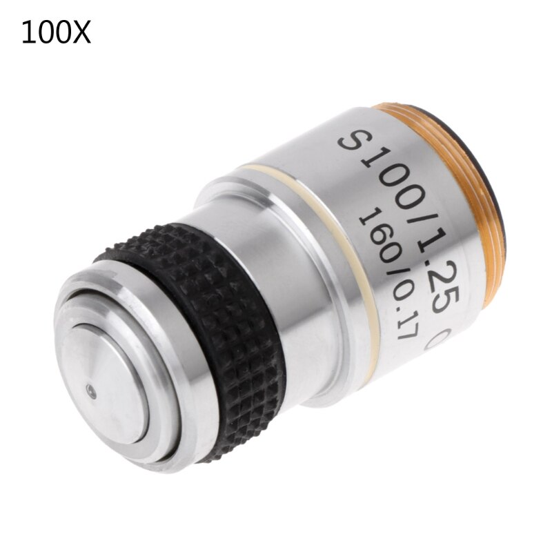 nouvelle lentille d'objectif achromatique 4X 10X 40X 100X pour Microscope biologique 185: 100X