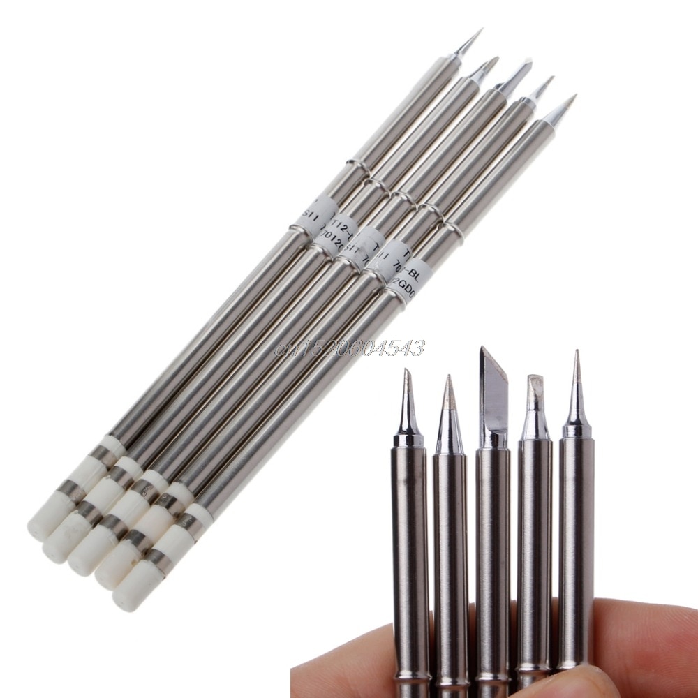 5 Pcs T12 Series Solder Iron Tips For Hakko FX951 BAKON 950D Soldering Station Welding Tips R06 Whosale