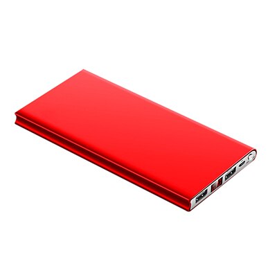 Portable Ultra-thin Polymer 20000mAh Power Bank Poverbank Dual USB Ports External Battery Charger for Mobile Phones Tablets: Red