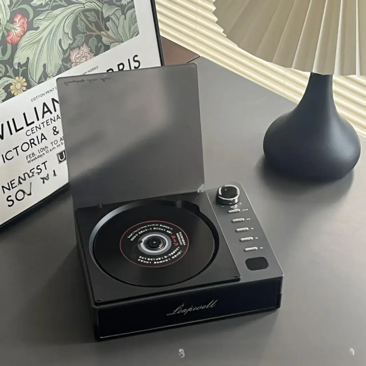 Bildschirm Tragbarer CD-Player Walkman Vintage CD Disc Bluetooth Lautsprecher Album All-in-One-Player: Black