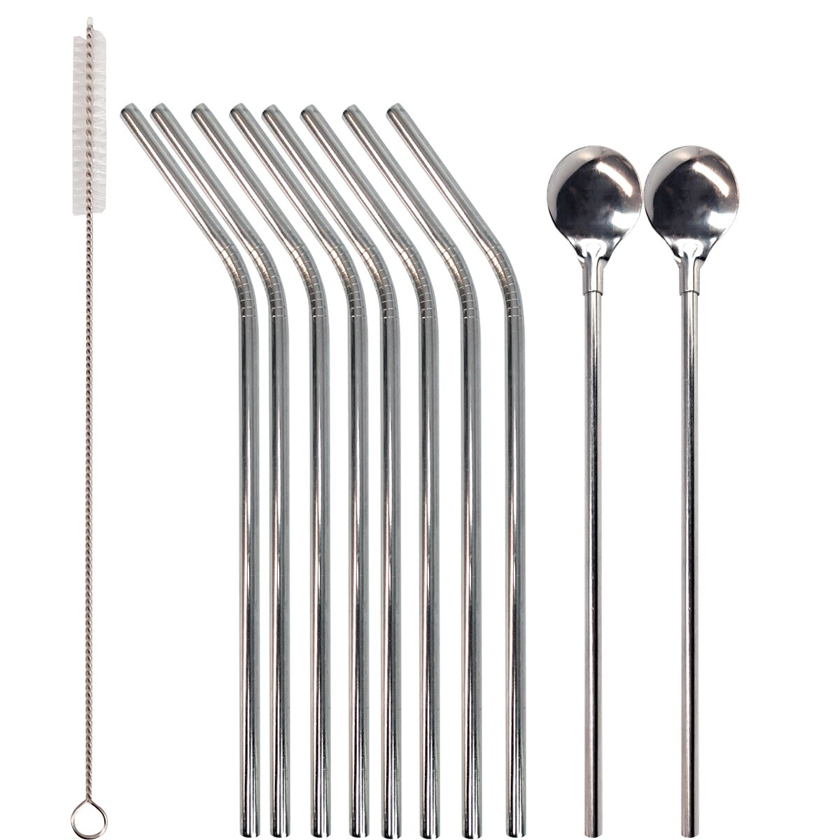 Bartender Kit Cocktail Shaker Accessories Set Stainless Steel straight straw straight brush spoon straw: 4