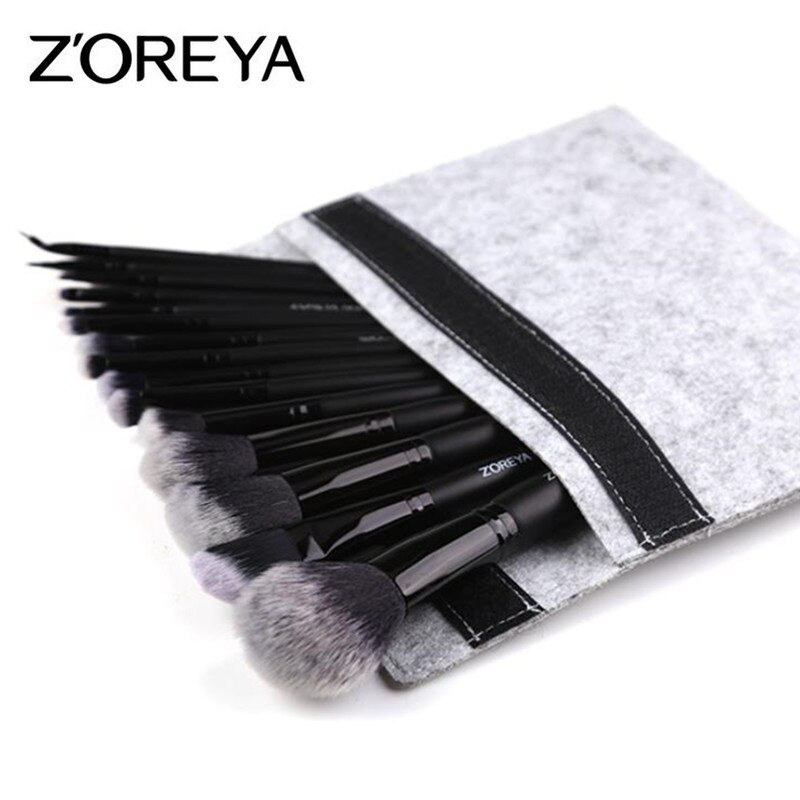 Zoreya-Conjunto de brochas negras de maquillaje, colorete, mezcla de sombras de ojos, delineador de ojos, brocha cosmética, 7/9/15 Uds.