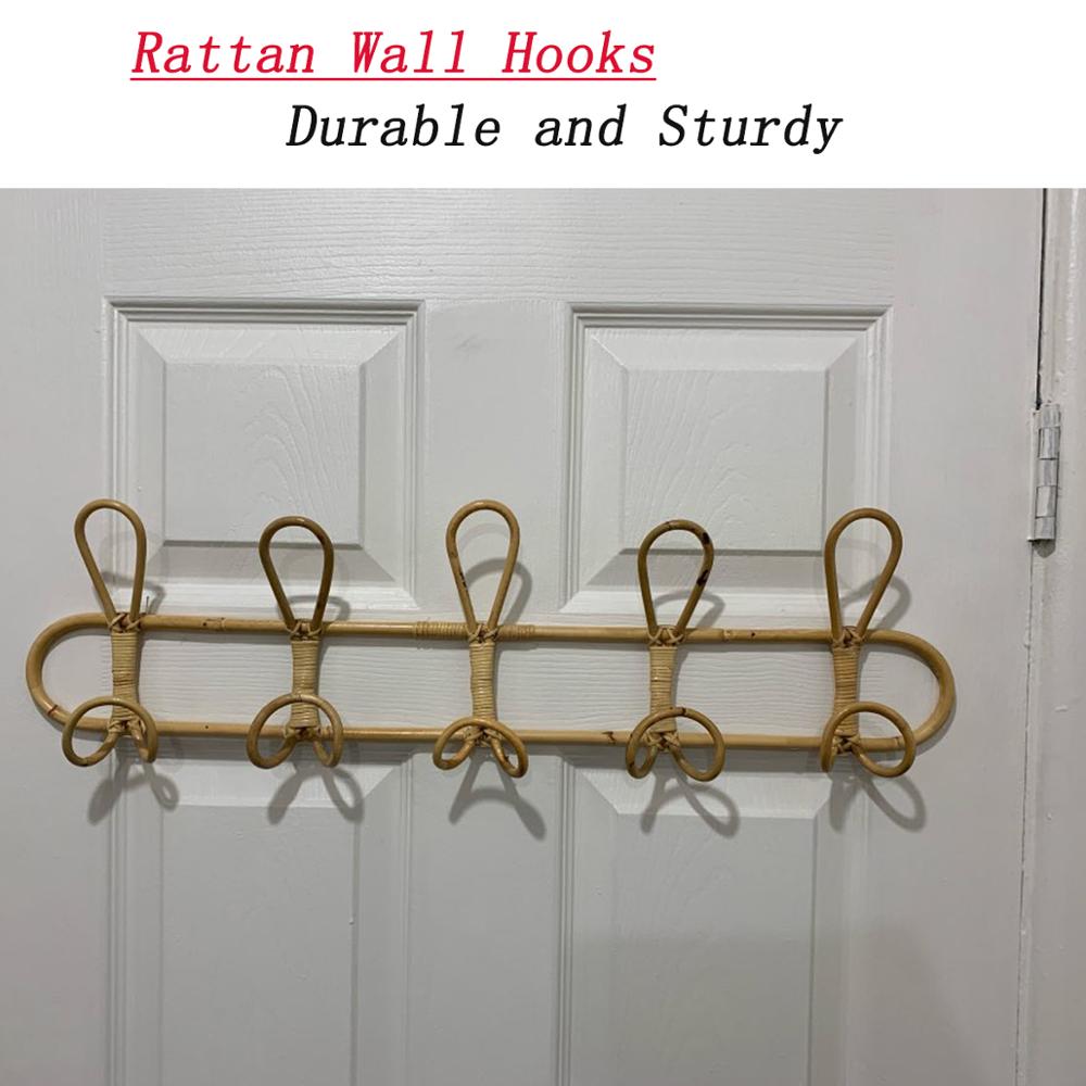 Large Rattan Wall Hooks Clothes Hat Hanging Hook Crochet Cloth Holder Organizer Hangers Decor for Home Decor