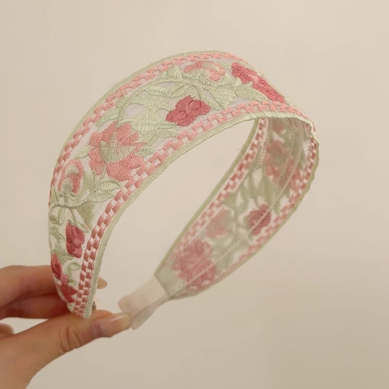 Elegante chiffon bordado flor hairband para mulheres doce cabelo decorar bandana cabelo hoop banda moda acessórios para o cabelo: CINZA