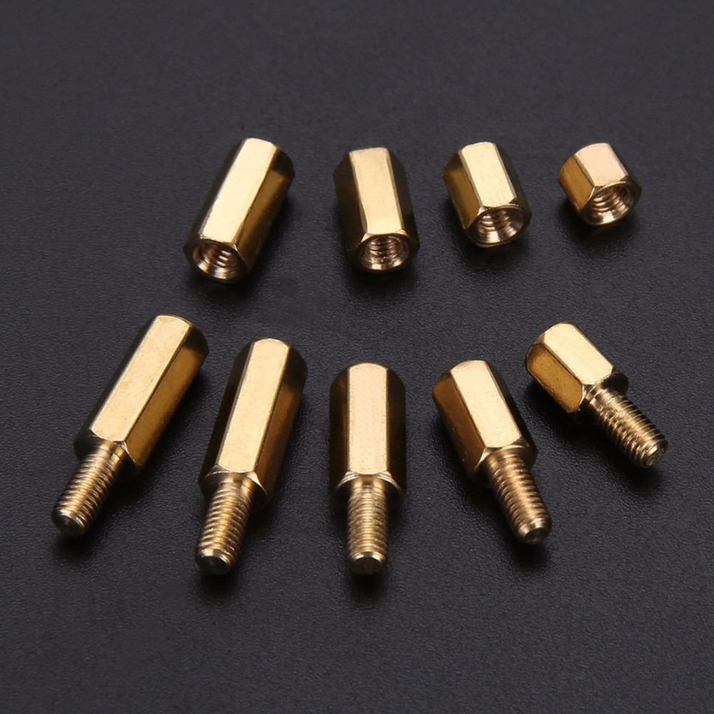 300pcs / m3 brass bracket thread 4-12mm brass hexagon post double way screw post brass isolating post