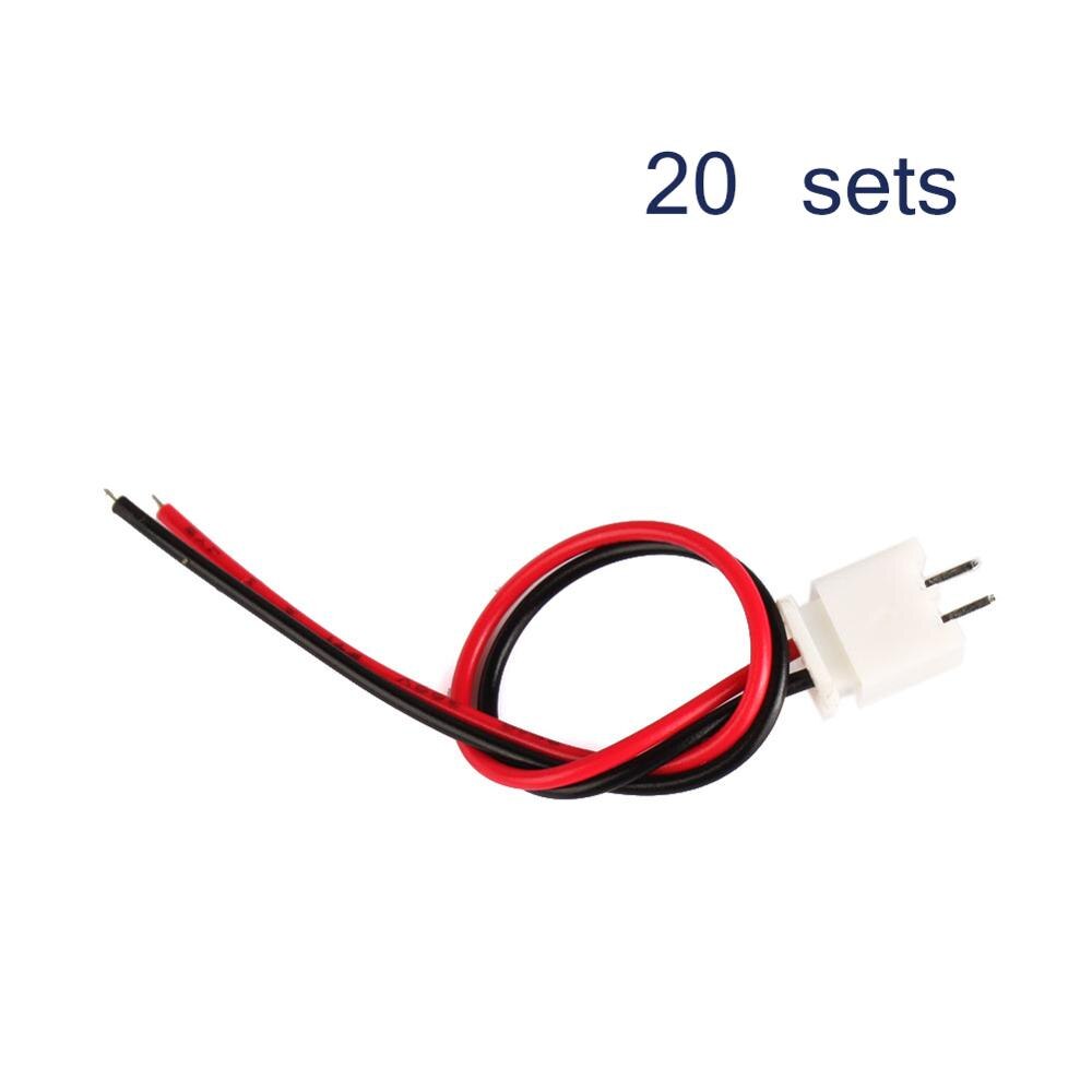 10/20/50 Sets 2 Wires Battery Plug Connector JST XH 2.5-2 Pin Battery Connector Plug Female & Male With 120MM Wire: 20 sets