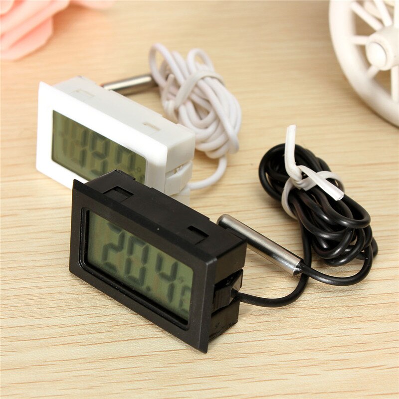 1pcs White/Black Digital Probe Embedded Thermometer Home Kitchen Fridge Freezer Aquarium Tank Incubator Temperature Sensor