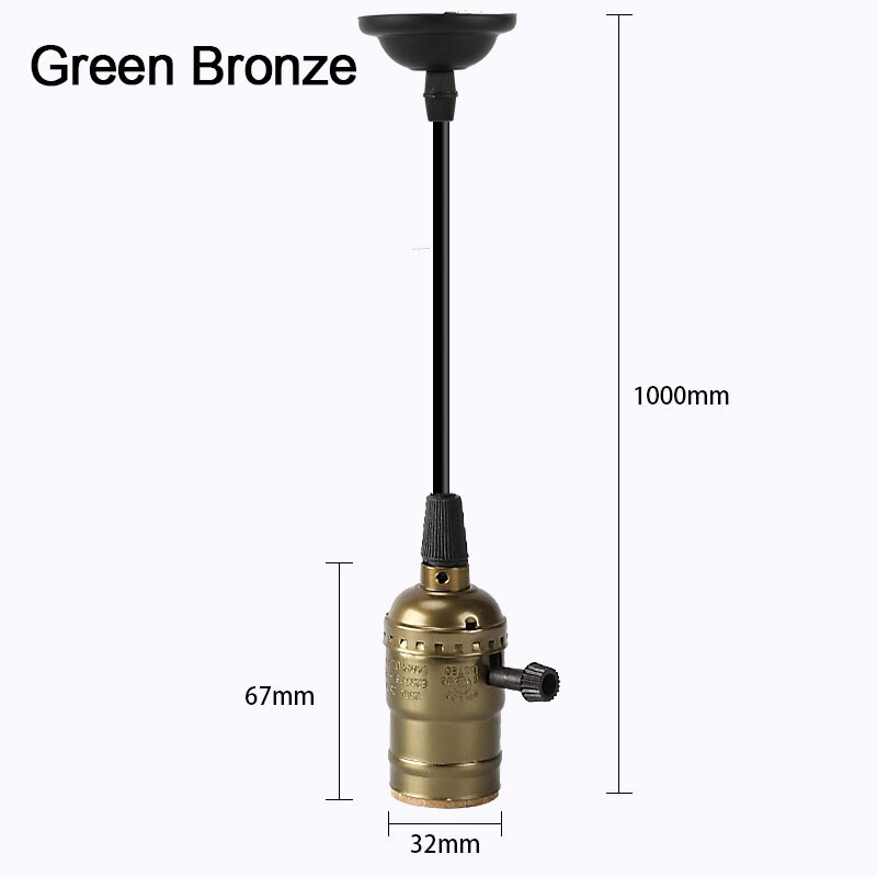 E27 Lamp Socket Vintage Edison Licht Houder Classic Retro Edison Lamp Houder Industriële Hanger Knop Lampvoet Schakelaar/Rits: Switch Green Bronze