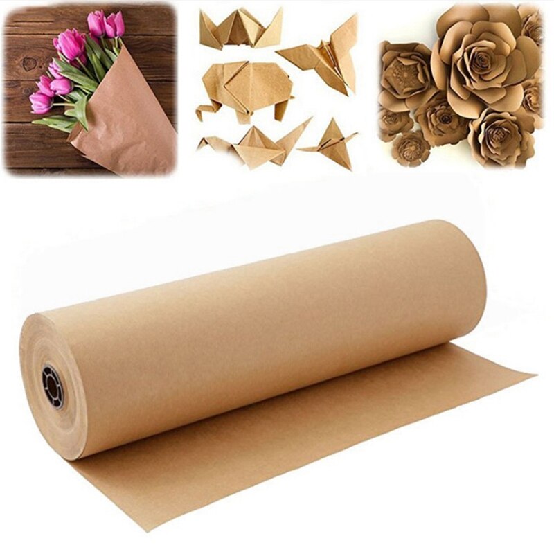 30 Meters Brown Kraft Wrapping Paper Roll for Wedd... – Grandado