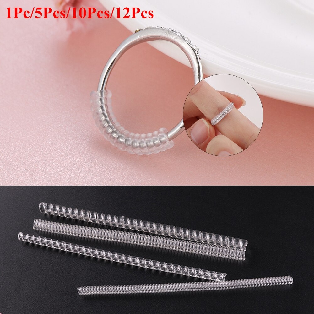 1/5/10/12 Pcs Invisible Transparent Spirale Ring Größe Teller Shell Harte Schutz Spanner Minderer Größenänderung Werkzeuge Schmuck teile